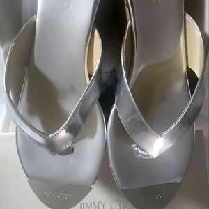 Jimmy Choo 114Pathos Silver Wedge sandals size 39